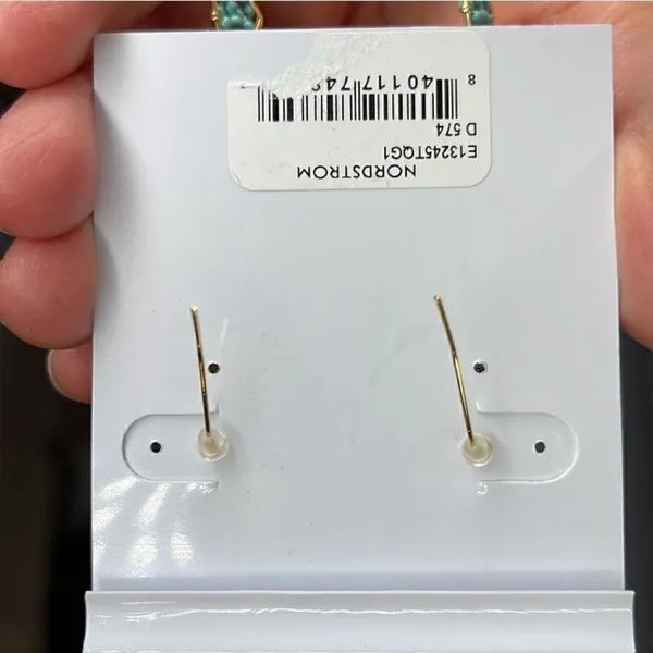 NWT PANACEA Triple Bead Drop Earrings Gold - Image 5