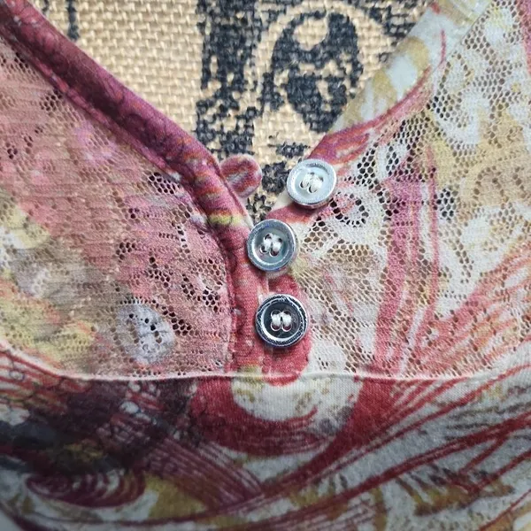 Appropriate Behavior Womens‎ V-Neck Blouse M Multi Abstract Rhinestone - Image 3