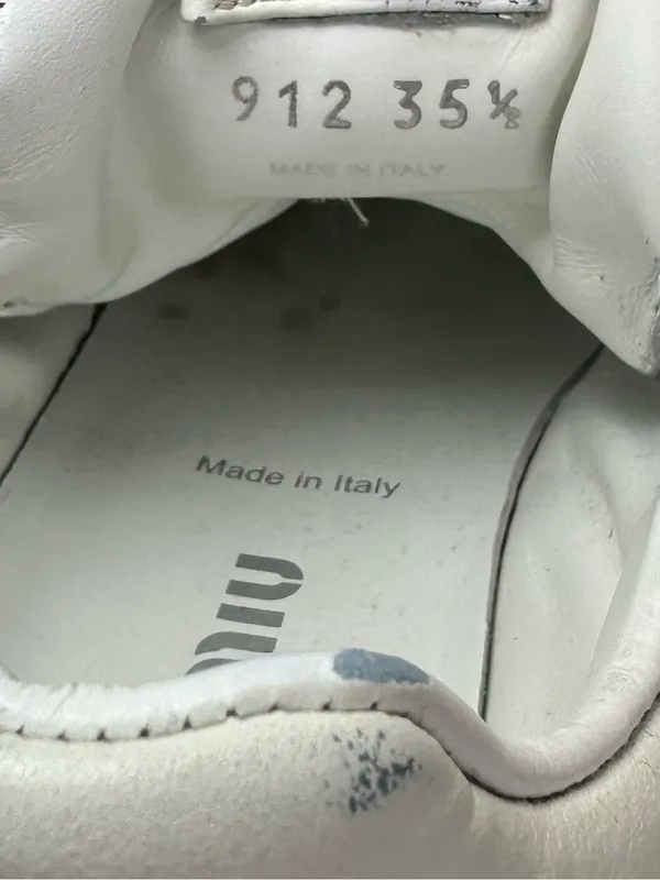 Miu Miu White Leather Logo Low Top Sneakers Made in Italy SIZE 35.5 - Image 10