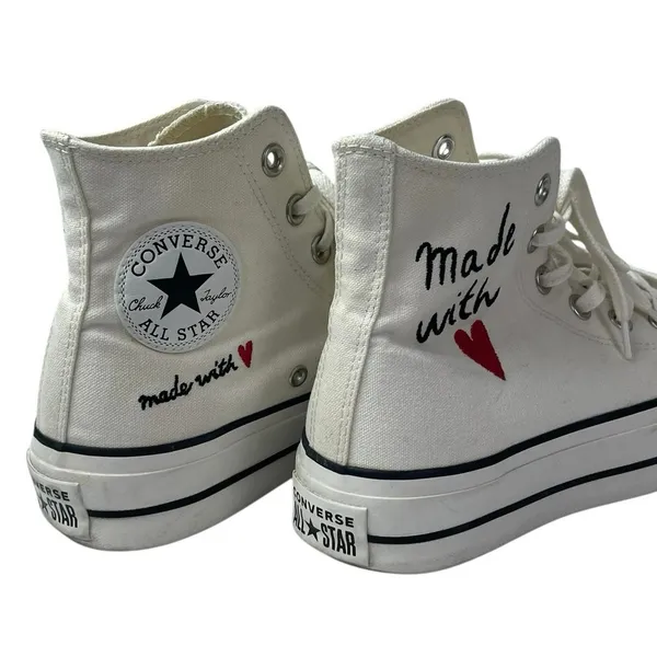 Converse Chuck Taylor All Star Made With Love White Lace Up Sneakers Shoes Sz 7 - Image 6