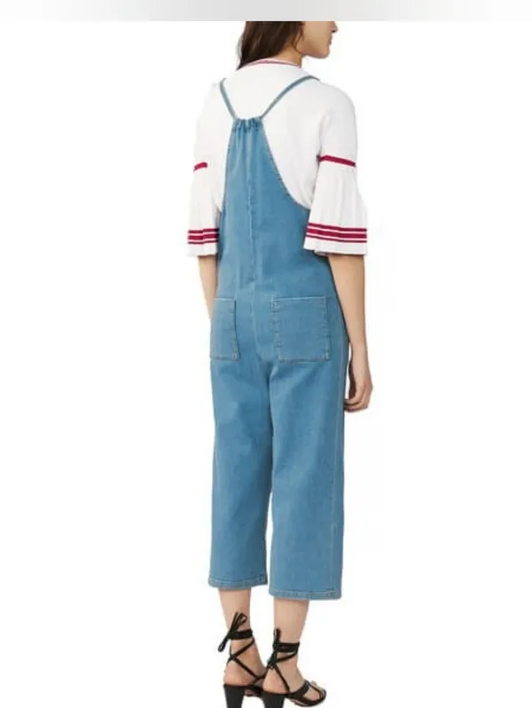 Maje Pinaro Tie shoulder Denim Light Blue Overalls. - Image 2