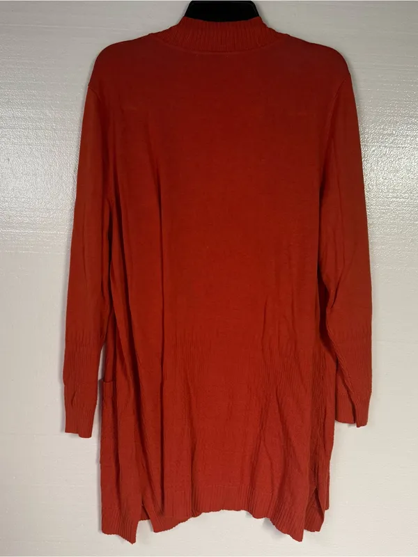 Isaac Mizrahi Live Women XL Orange Open Front Cardigan Sweater Pockets Fall Long - Image 7
