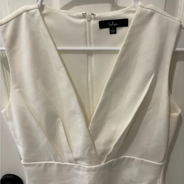 Lulu's Ivory V-Neck Mini Dress - Image 6