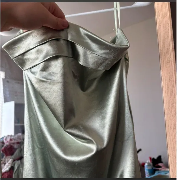 Green Satin Maxi Dress - Image 2