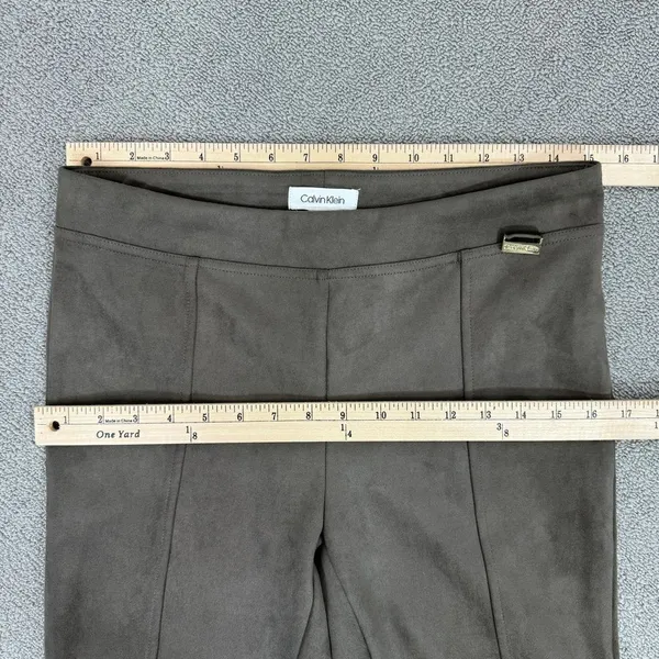 Calvin Klein Faux Suede Skinny‎ Pull On Pants Taupe Tan Small Leggings - Image 10