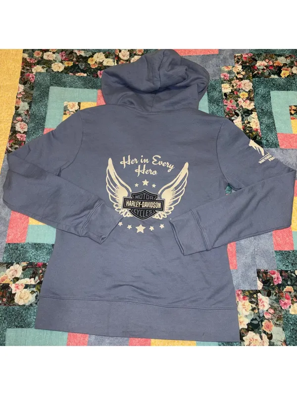 Harley-Davidson Wounded Warrior Project Woman’s Small Blue Hoodie Sweatshirt - Image 2