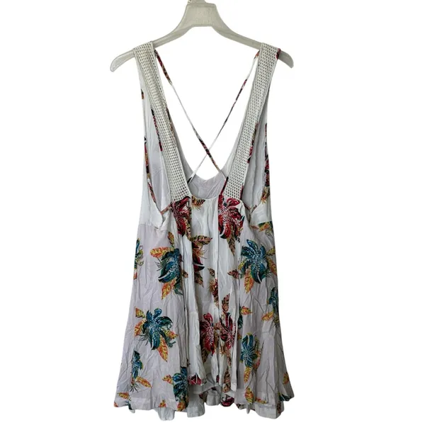 FREE PEOPLE Thought I Was Dreaming Floral Mini Dress Ivory halter L - Image 3