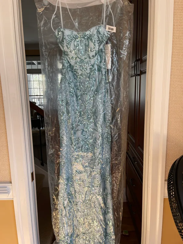 Blue Shimmer Prom Dress - Image 4