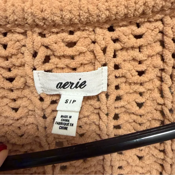 Aerie Carmel Knit Plush Quarter Zip Oversized Collared Pullover Sweater Size S - Image 3