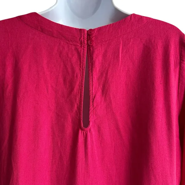 Young Fabulous & Broke Cape Code Pink Linen Maxi Dress M Eyelet Crochet Caftan - Image 9