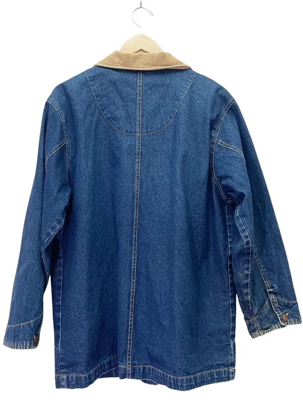 Vintage Bill Blass Jeans Denim Chore Jacket XL Corduroy Collar Barn Workwear - Image 3