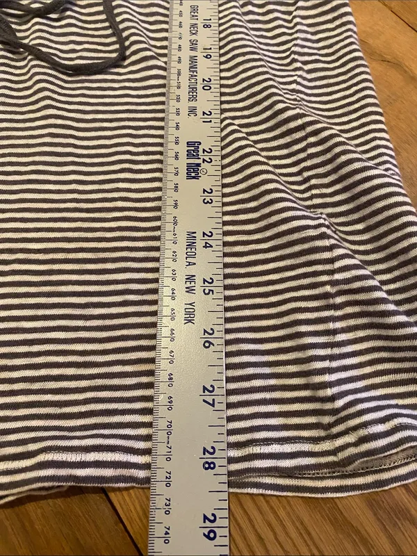 Anthropologie x Sundays Linen Drawstring Dress Gray Stripe Size Medium - Image 5
