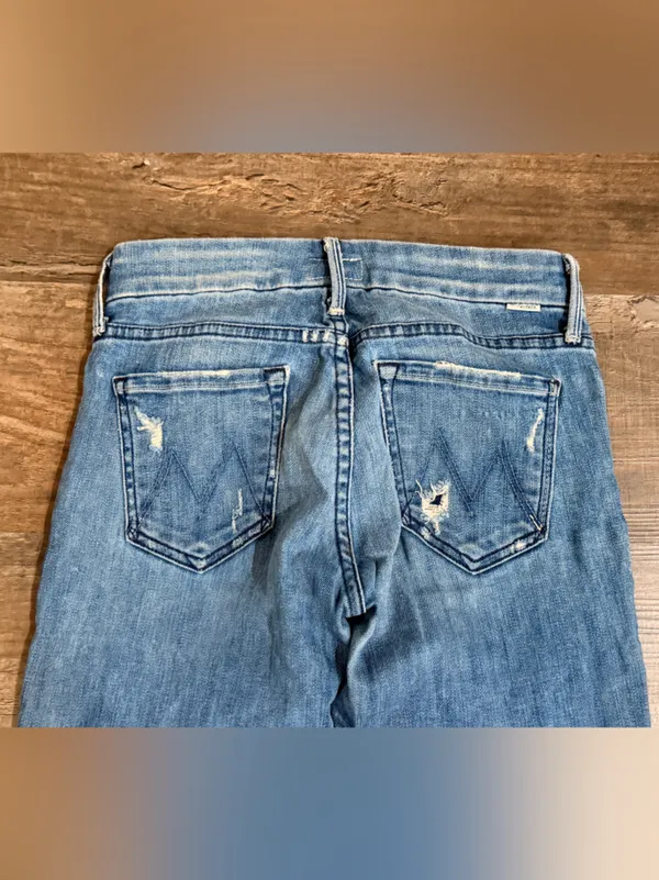 MOTHER Women's Straight-Leg Light Blue Denim Jeans - Image 7