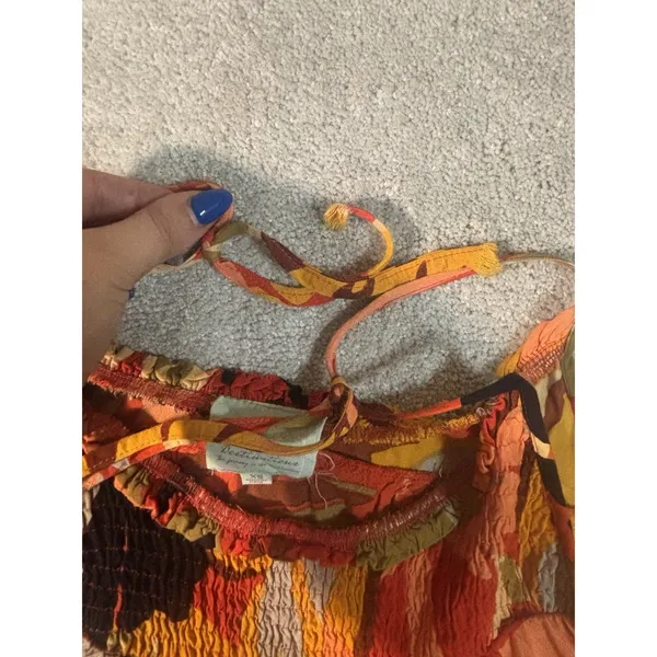 free destination tiered smocked floral tropical‎ dress tie straps xs - Image 8