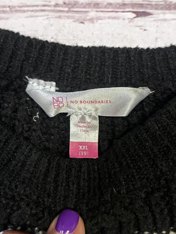 Womens Long Sleeve Cable Knit Sweater Size 2XL (19) Black/ White - Image 8