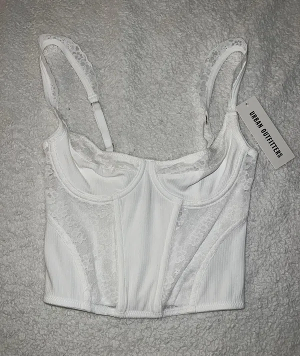 Urban Outfitters White Corset Top - Image 3