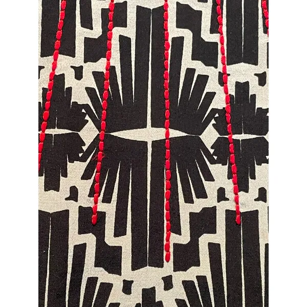 Anthropologie Chloe Oliver Embroidered Silk Geometric Shift Dress Medium - Image 9