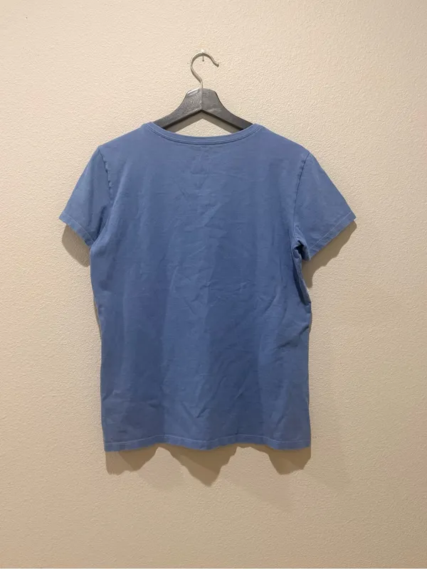 Life Is Good Blue Crusher V Neck Short Sleeve Cat Graphic Tee Size M - Image 2