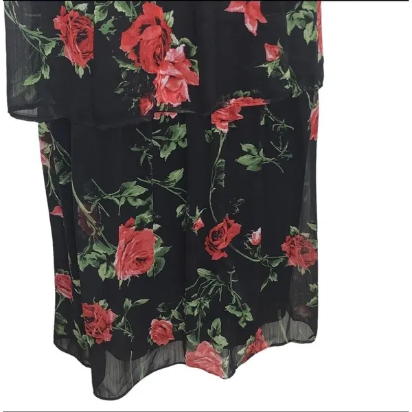 Crystal Doll Dress Juniors 1 Black Floral Chiffon Maxi Sundress Layered Summer - Image 7