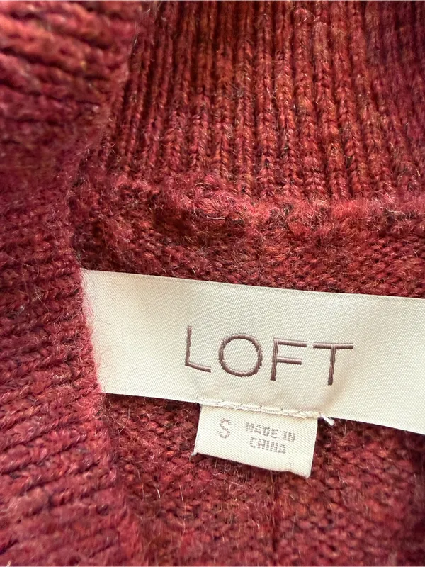 LOFT Burgundy Funnel Neck Poncho - Image 4