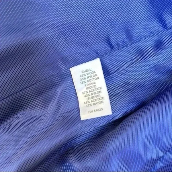Banana Republic Royal Blue Wool Blend Double-Breasted Coat | 3/4 Sleeve Vintage Style XS - Image 5