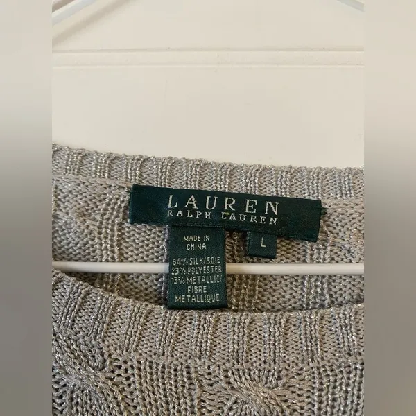 Lauren Ralph Lauren Metallic Sliver Cable Knit Sweater - Image 3