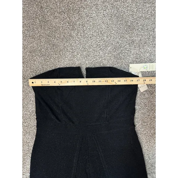 No Boundaries Glam Party Sexy Strapless Jumpsuit Wide Leg Slit L 12-14 Metallic - Image 3
