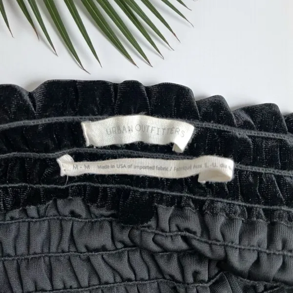 Urban Outfitters Clara Off-The-Shoulder Smocked Velvet Dress in Black - Image 13