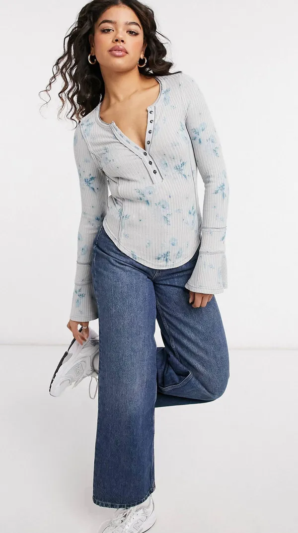 Free People Layer Me Long Sleeve Henley Top In Vintage Floral - Image 3