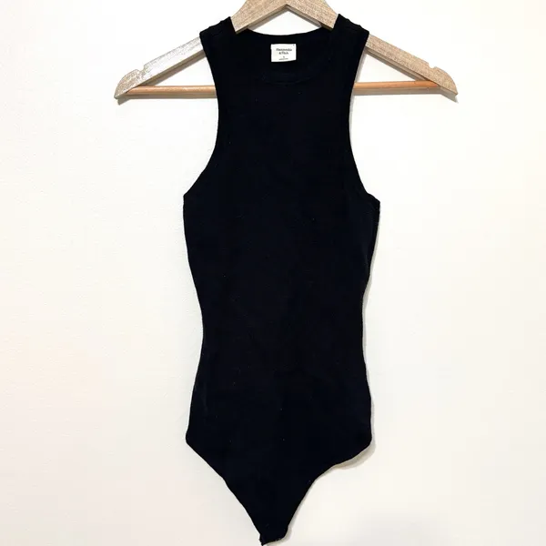 Abercrombie & Fitch Knit High-Neck Bodysuit Size Small Ribbed Sweater - Image 2