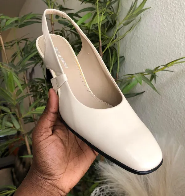 Naturalizer Genuine Leather Cream beige nude square toe mules slingback pumps 2.5” kitten heels -office siren core-Size 6M Excellent condition #coquette #twee #fairycore - Image 3