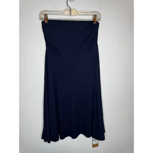 OGL Women Small Midnight Navy Stretch Modal Pleated Flowy Maxi Skirt New - Image 2