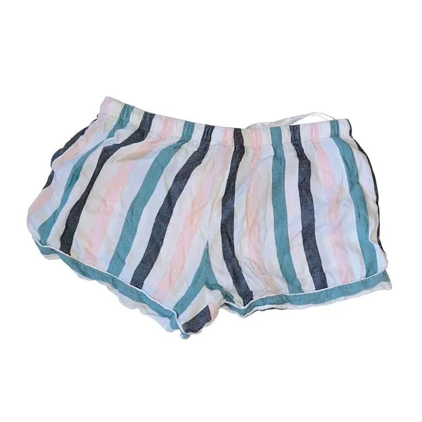 ALFANI Intimates Stripe Notched Collar Pocket Shirt Pajama Top Shorts M - Image 6