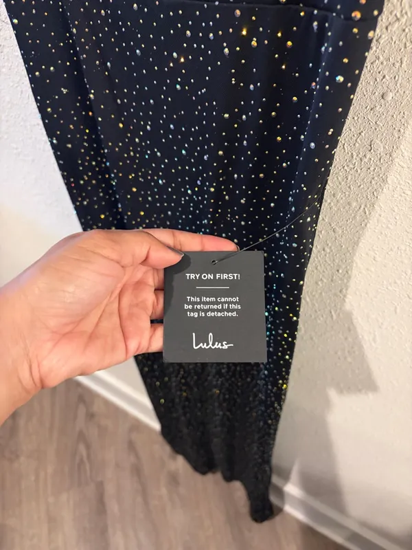 Lulus A-lister Black Rhinestone Bustier Maxi Dress - Size M - Image 3