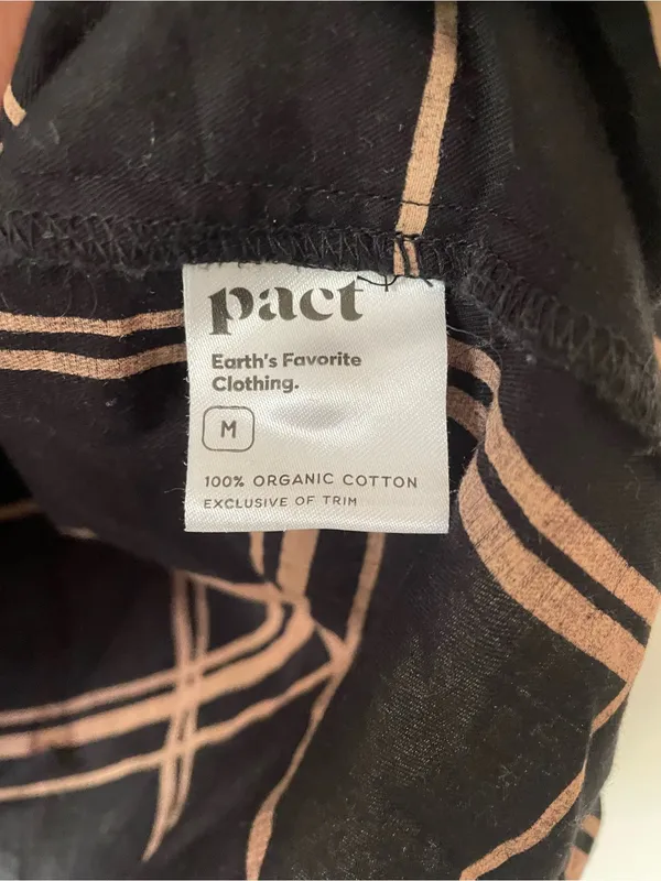 Pact 100% Organic Cotton Black Window Pane Sunset Light Gauze Popover Top Medium - Image 4