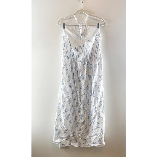 Universal Threads Halter Neck Maxi Dress White Light Blue Paisley Large - Image 5