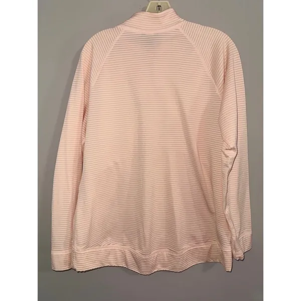 Eddie Bauer Womens L Pink Striped Quarter‎ Zip Pullover Long Sleeve Activewear - Image 5