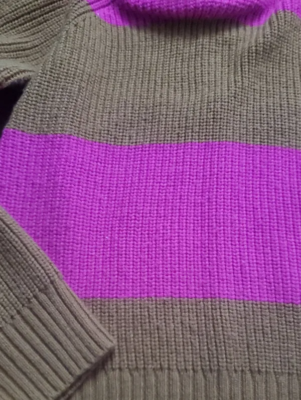 Turtleneck Striped Sweater in Brown and Hot Pink Size Xs Oversized Who What Wear - Image 3