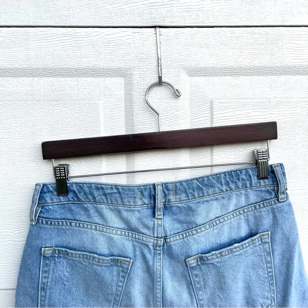 Free People We The Free Womens Skirt Blue Denim Button Fly Distressed Fray 29 - Image 5