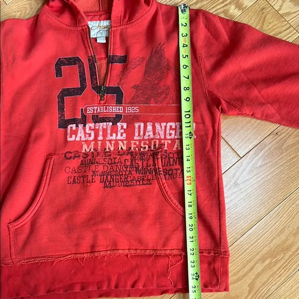 Artisan distressed Castle Danger Red Hoodie size small - Image 5