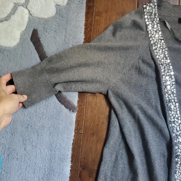 Gray sparkly cardigan size large by Apt9 . Longer style with short sleev… - Image 2