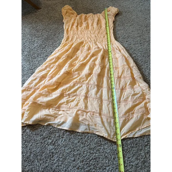 Olivia James The Label Cap Sleeve Orange Melon Smock Off Shoulder Dress Large - Image 6