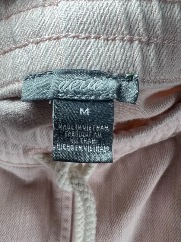 Aerie Pull-On Raw Hem Shorts Pale Pink Pockets Beachy Coastal Vacation Sz Medium - Image 10
