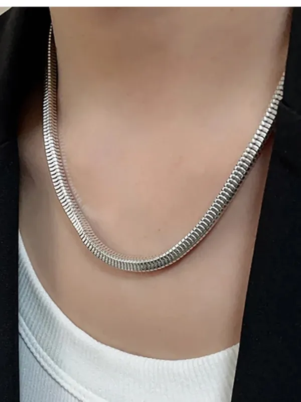 Vintage 925 Sterling Silver Square Omega Chain Necklace 17" 3D Snake 23.8g - Image 2