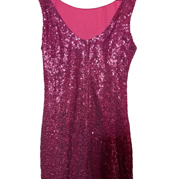 Vintage Crystal Doll Women Medium Ruby Red Sequin Mini‎ Dress Colorful Layered - Image 4