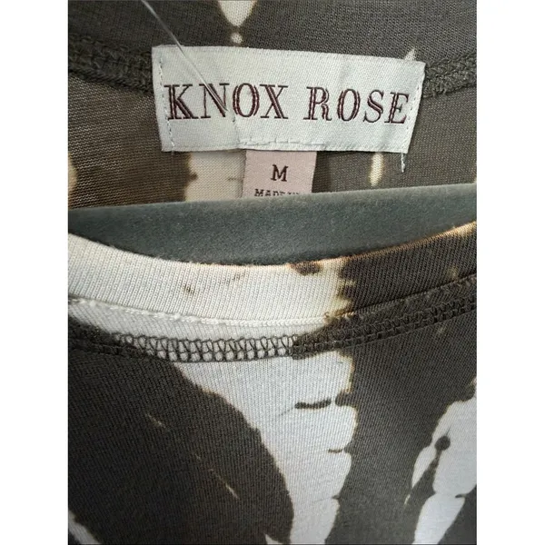 Knox Rose Olive Tie-Dye Studded Shoulder Cutout Long Sleeve Tunic Medium - Image 3
