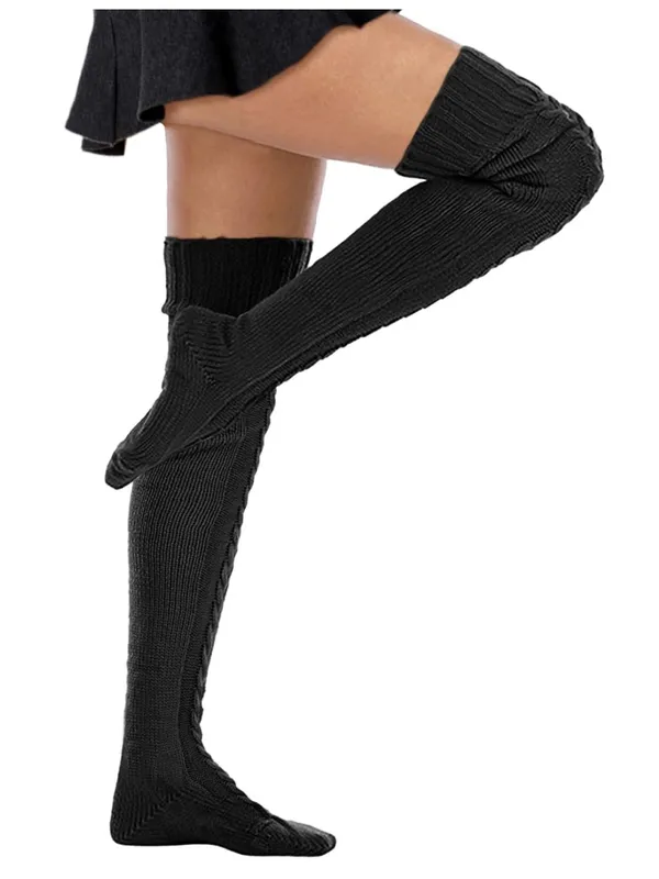 🖤Black Extra Long Cable Knit Thigh High Boot Socks🖤 NEW 🆕 cozy - Image 2