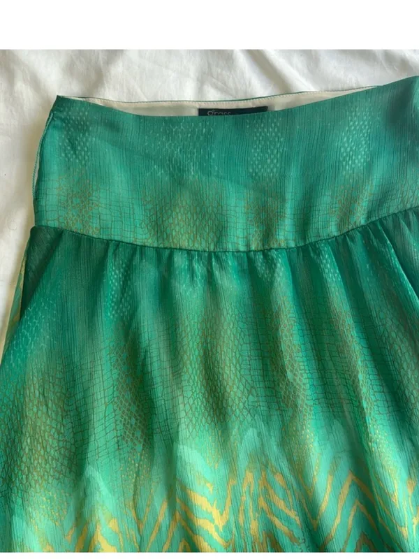 Grass Collection Chiffon Maxi Skirt in River Teal Combo Sz 3 EUC - Image 2