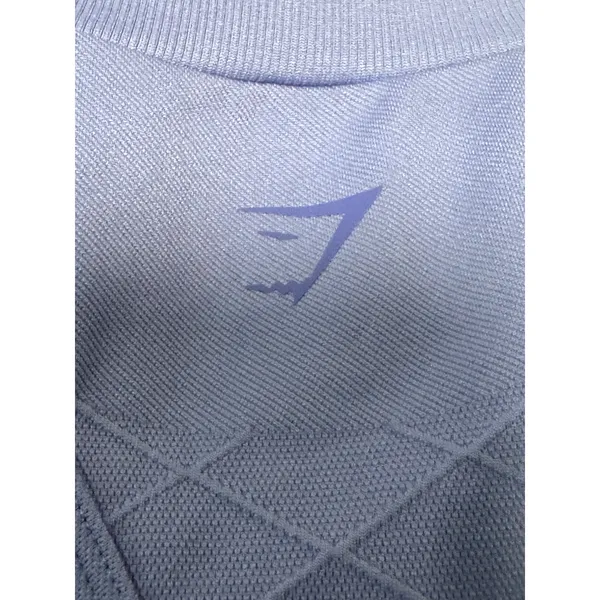 Gymshark Womens Corset Seamless‎ Full Zip Crop Tank Top Blue Mock Neck Size M - Image 4