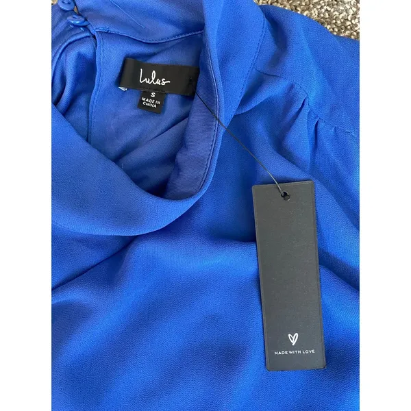 Lulu's NWT Blue Sleeveless Highneck Chiffon Dress - Small - Image 4